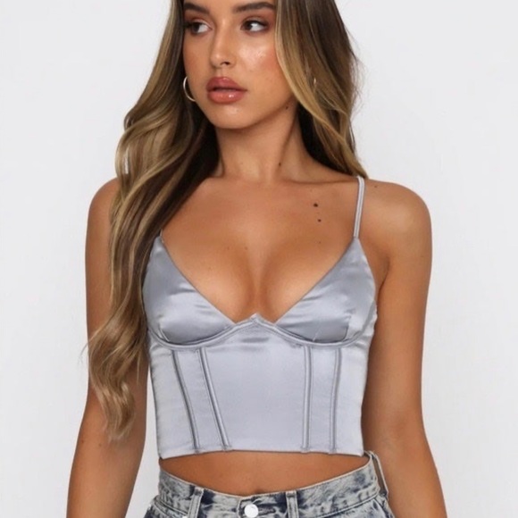 blue/silver white fox boutique zip crop top 🩶 - Picture 1 of 3